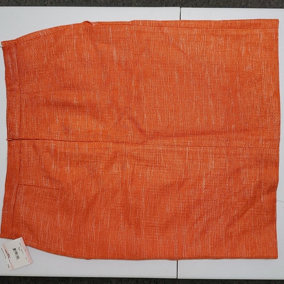 Anne Klein Pencil Skirt Lined w/ Pockets, Orange / White Color, Size 10 NWT - Picture 2 of 10